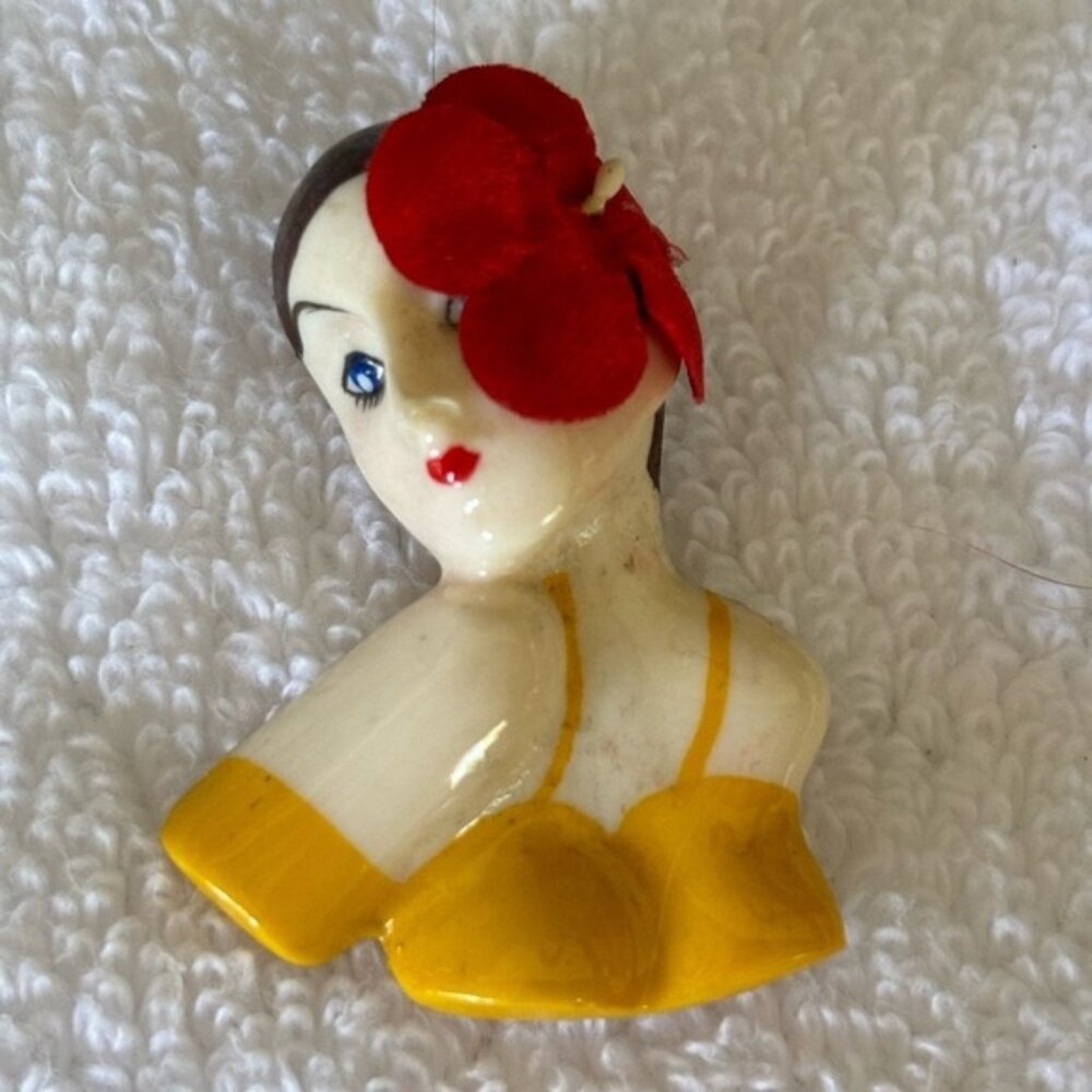 Vintage retro flamenco dancer brooch